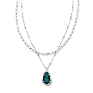 Kendra Scott Alexandria Silver Multi Strand Necklace in Platinum Drusy